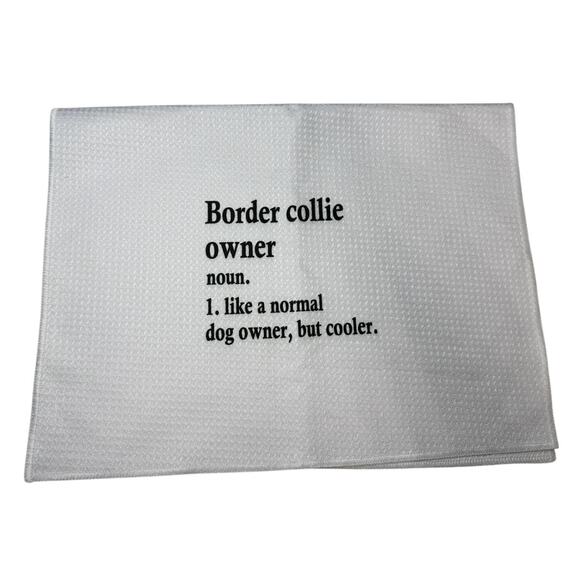 NWB Set of (4) Border Collie Collection White Waffle Kitchen Towels - Picture 2 of 4